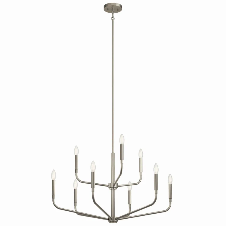 Brushed Nickel Nine Light Chandelier from the Madden Collection