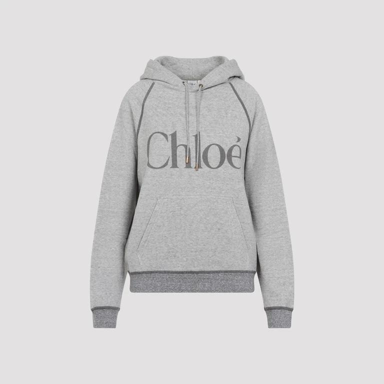 Chloé Hoodie Grey Cotton Lyocell Elastane Sweatshirt - Women
