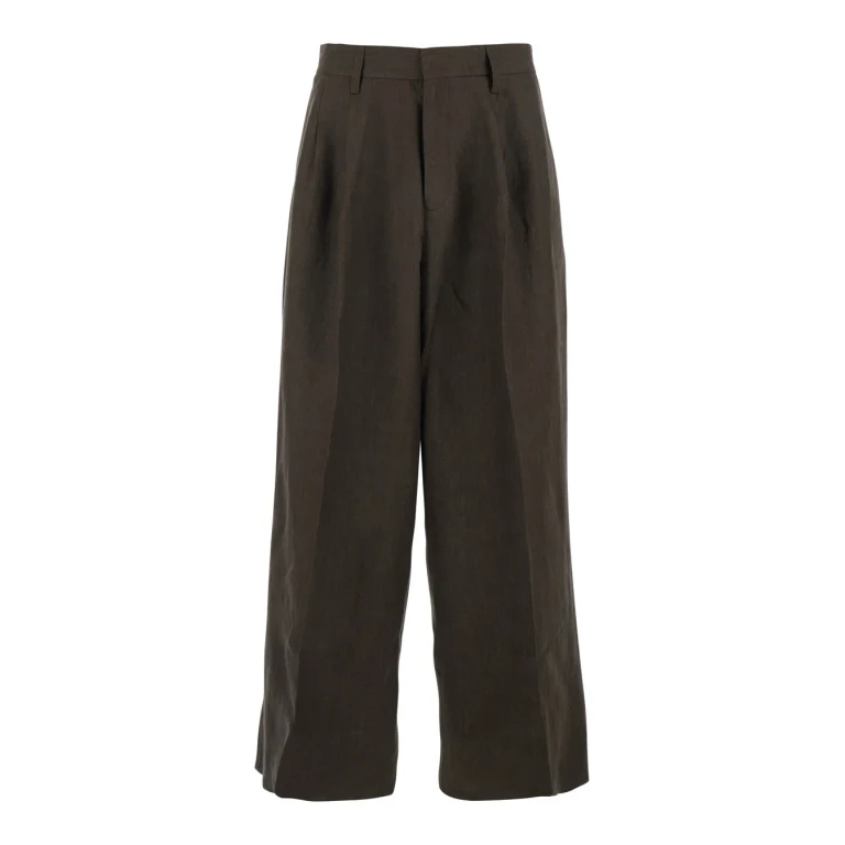 ERL Brown Linen Pants With Two Side Pockets For Men