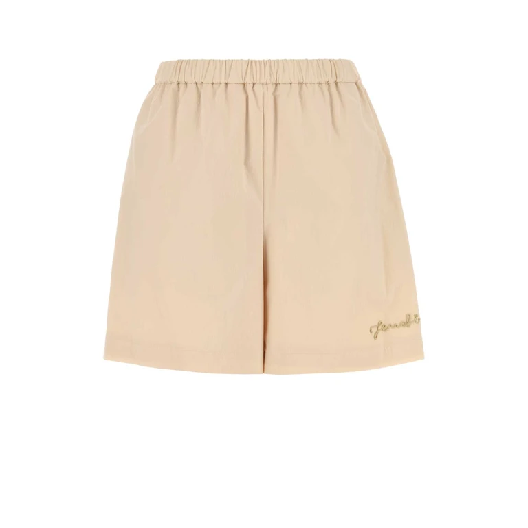 Fendi Light Pink Stretch Cotton Blend Shorts Raffia-25 - Women
