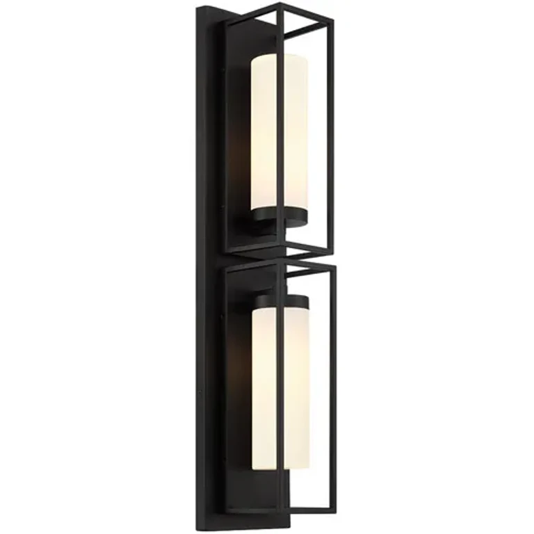 Satin Black Two Light Outdoor Wall Sconce from the Ren Collection