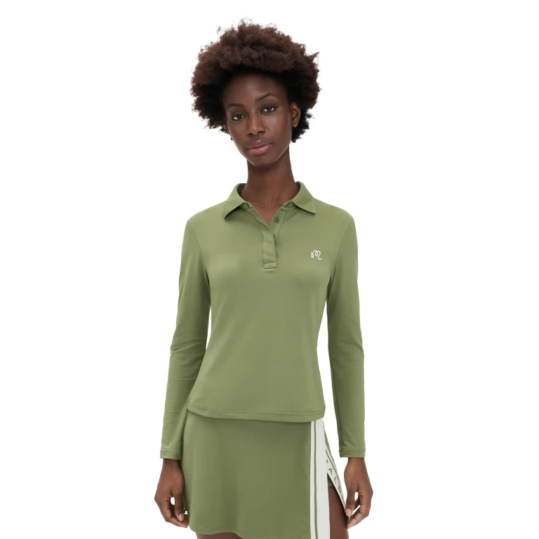 Malbon Venus Long Sleeve Polo Olivine XL