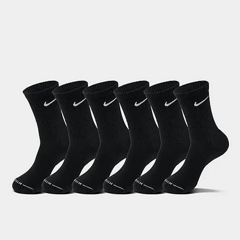Nike Men's Everyday Elevated Crew Socks (6-Pack) in Black/White Size: Small