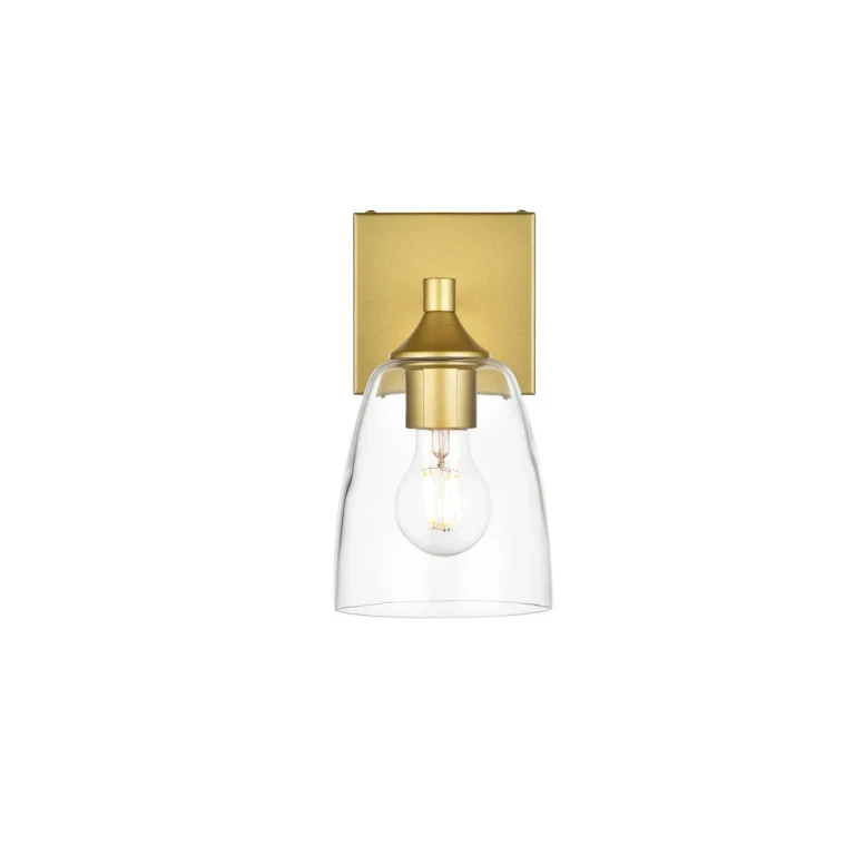 Brass and Clear One Light Bath Sconce from the Gianni Collection