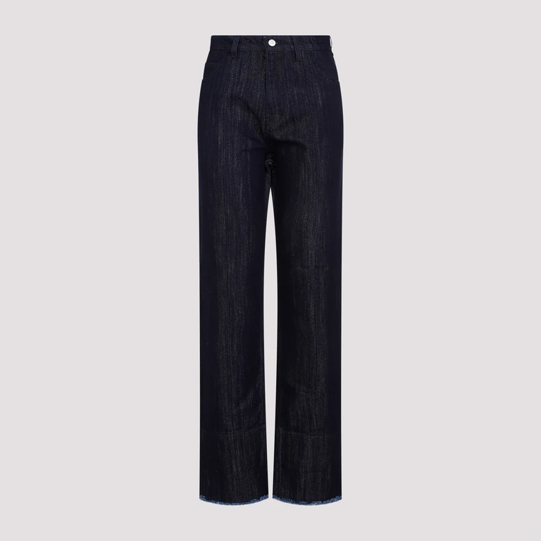 Victoria Beckham Cropped High Waist Tapered Jeans Blue Cotton Rayon Polyester - Women