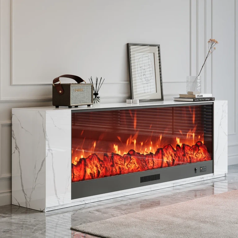 70.9" Electric Fireplace TV Stand Modern Media Console Entertainment Center with Adjustable Remote Control Temperature in White
