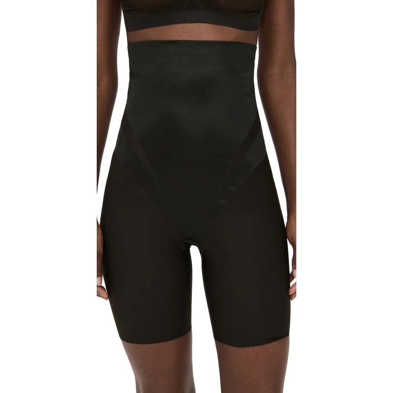 SPANX High-Waisted Mid-Thigh Shorts Champagne Beige S