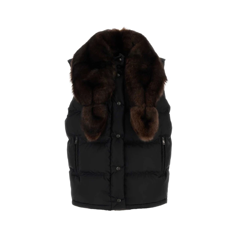 Prada Black Re-Nylon Sleeveless Down Jacket Nero Piumini - Women