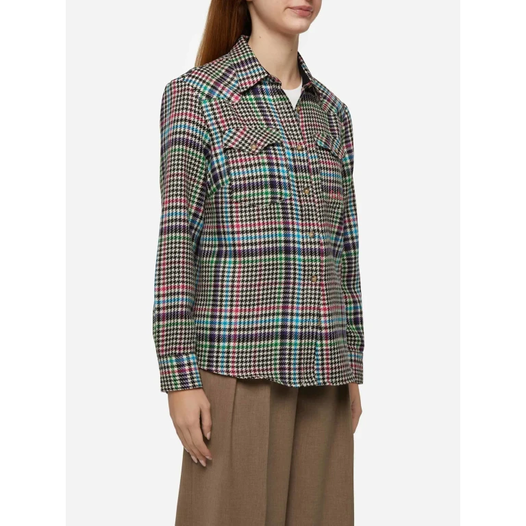 MC2 Saint Barth Wool Shirt Deer With Prince Of Wales Print