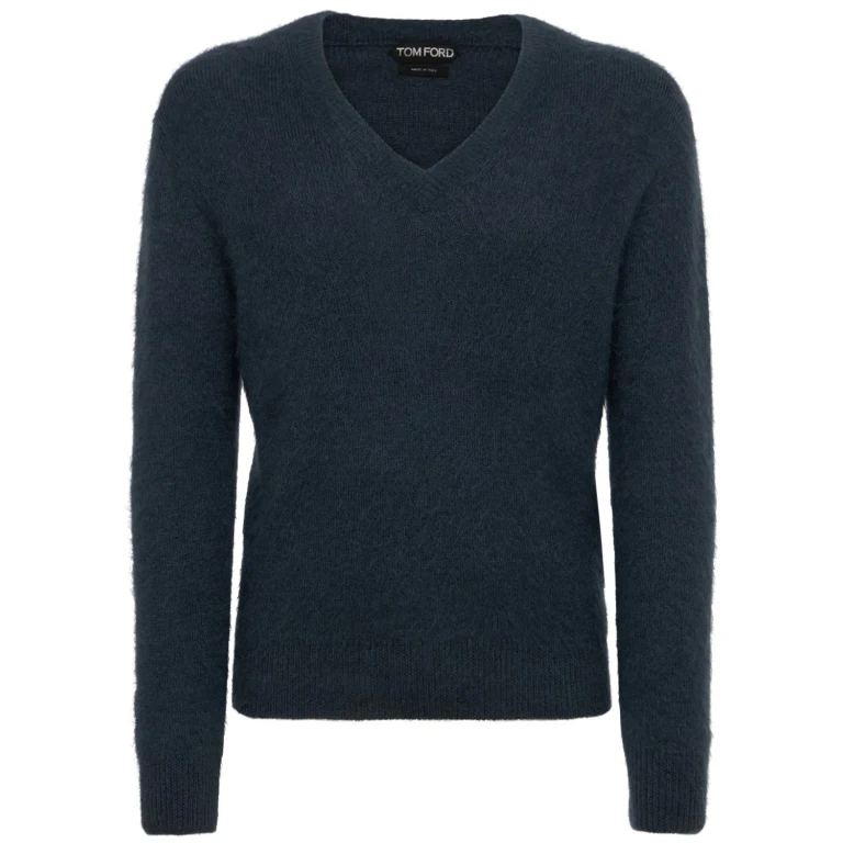 Tom Ford Dark Blue V-neck Sweater
