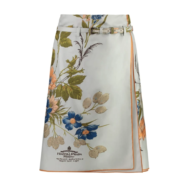 Prada Printed Silk Skirt