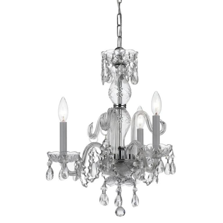 Traditional Crystal 3-Light 18" Mini Chandelier in Polished Chrome with Clear Hand Cut Crystals
