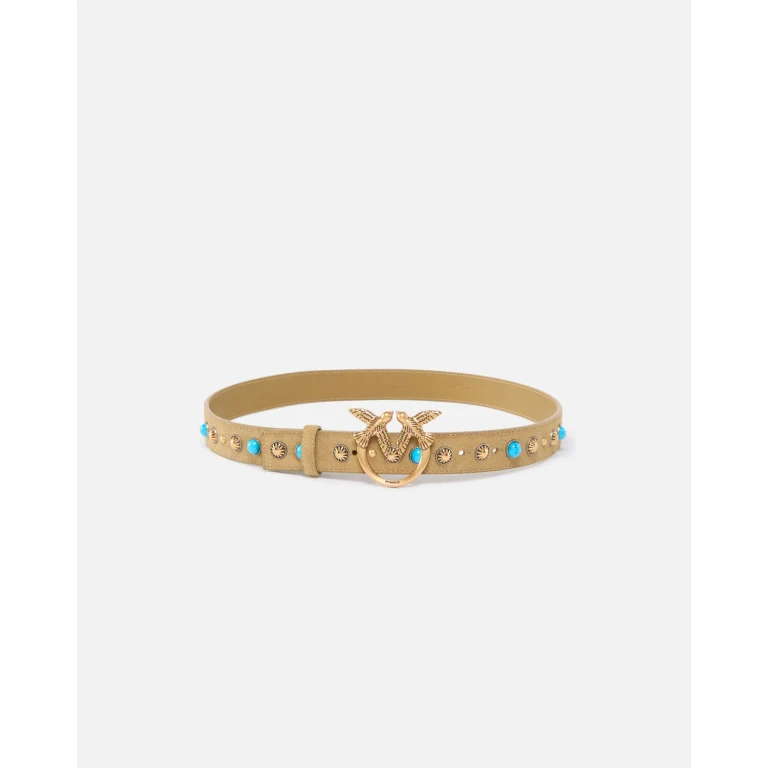 Pinko - Ceinture cloutée en daim 3 cm - S