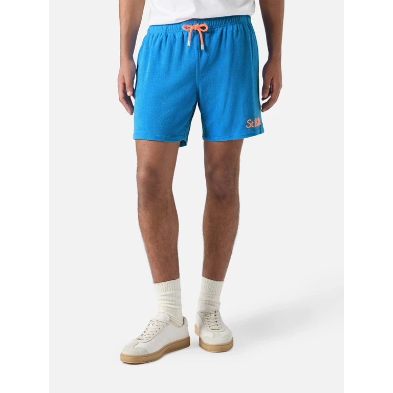 Mc2 Saint Barth Gustavia Terry Swim Shorts Bluette Sky Swimshort - Men