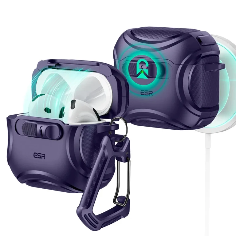 Funda ESR AirPods 4 Cyber FlickLock (HaloLock) - Morado oscuro