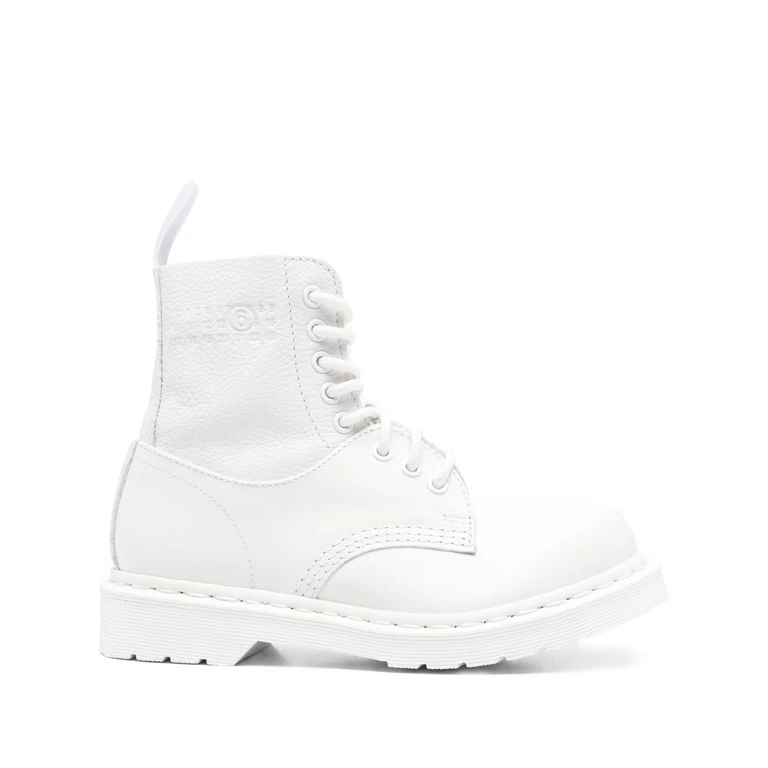 MM6 X DR. MARTENS Boots White Calf Leather - Women