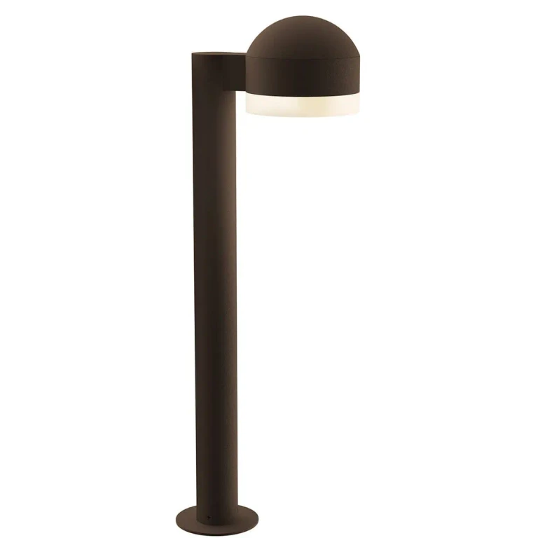 REALS 23.75" Frosted White LED Bollard in Textured Bronze
