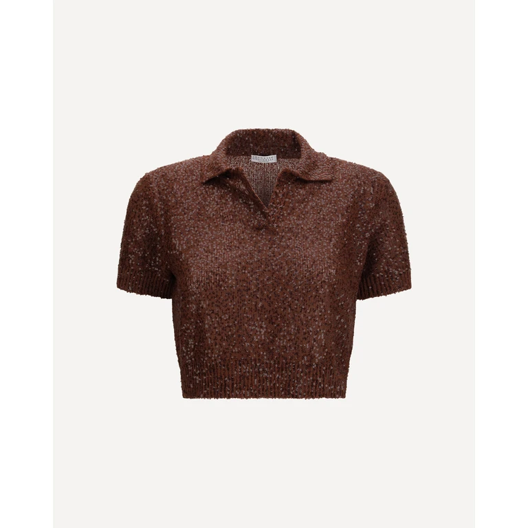 BRUNELLO CUCINELLI Linen, cashmere and silk Top with sequins Female XS