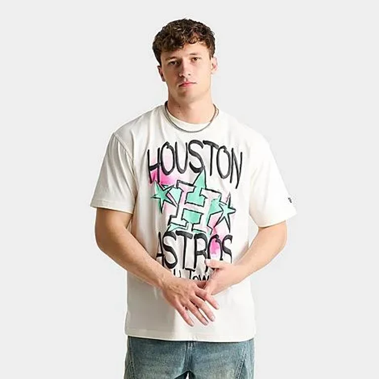 Men's Houston Astros MLB Graffiti Graphic T-Shirt in Cream Size: Small