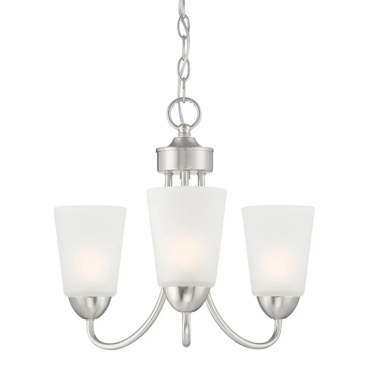 Brushed Nickel Three Light Chandelier from the Malone Collection