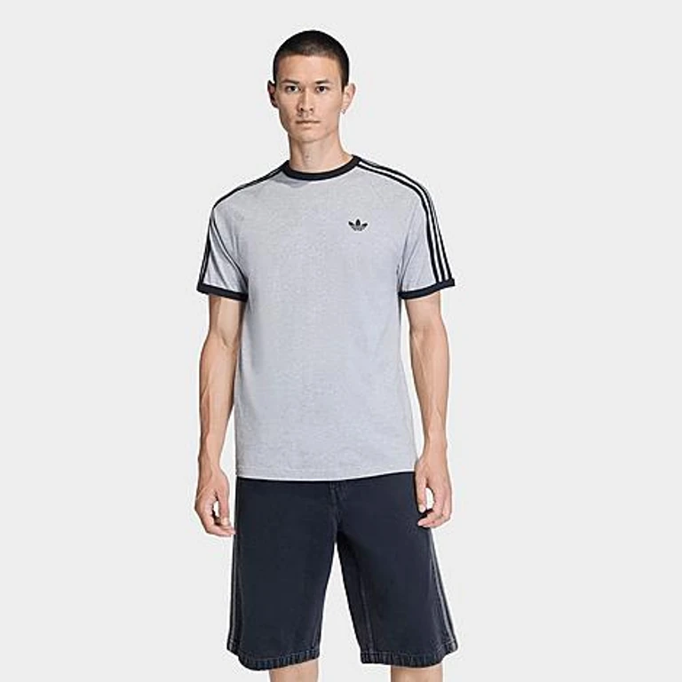 adidas Men's Originals adicolor 3-Stripes T-Shirt in Medium Grey Heather Size: XS