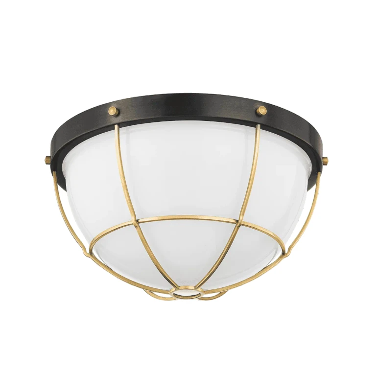 Aged Brass Two Light Flush Mount from the Holkham Collection