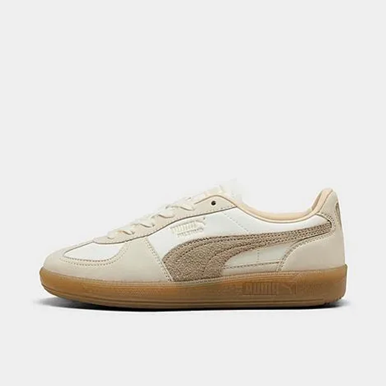 Women's Puma Palermo Elevated Casual Shoes in Warm White/Chocolate Chip Size: 5.5