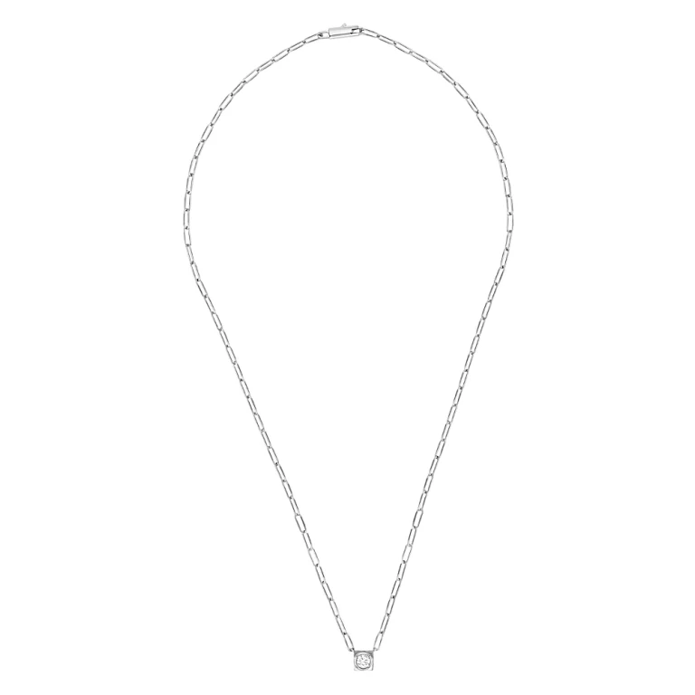 dinh van 18K White Gold Le Cube Diamant Large Chain Necklace with Diamond, 17.7