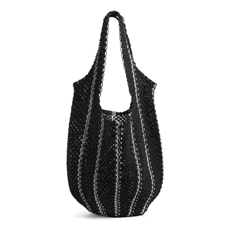 Madewell The Curved Crochet Shoulder Bag Ecru Stripe One Size