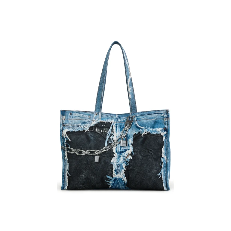 Acne Studios Logo Shoulder Tote Bag Mid Blue One Size
