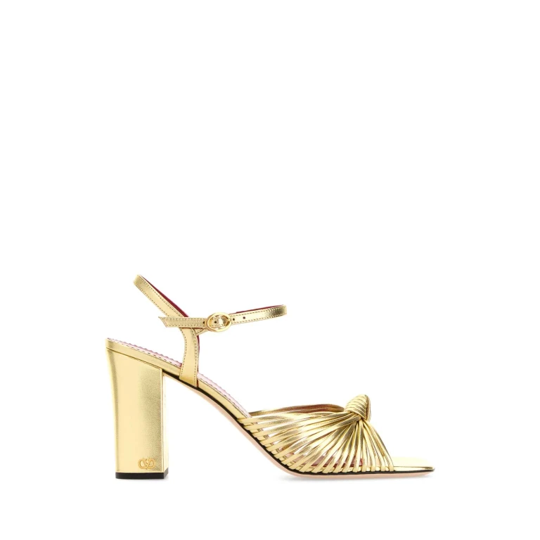 Valentino Garavani Gold Leather Annet Sandals