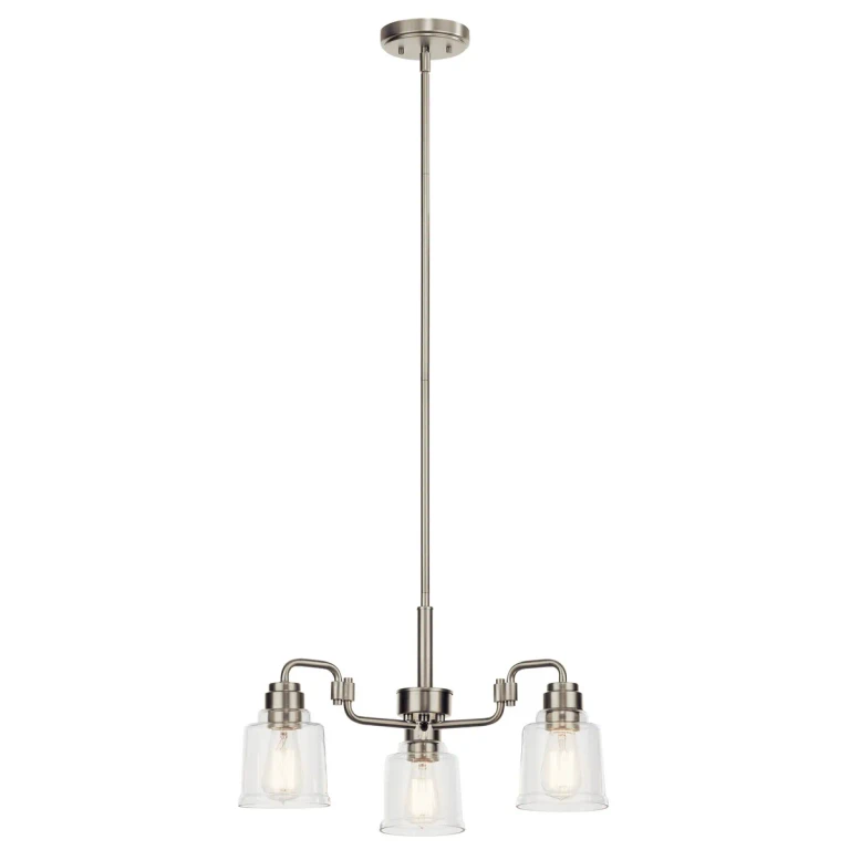Aivian 3-Light Industrial Chandelier in Nickel Textured
