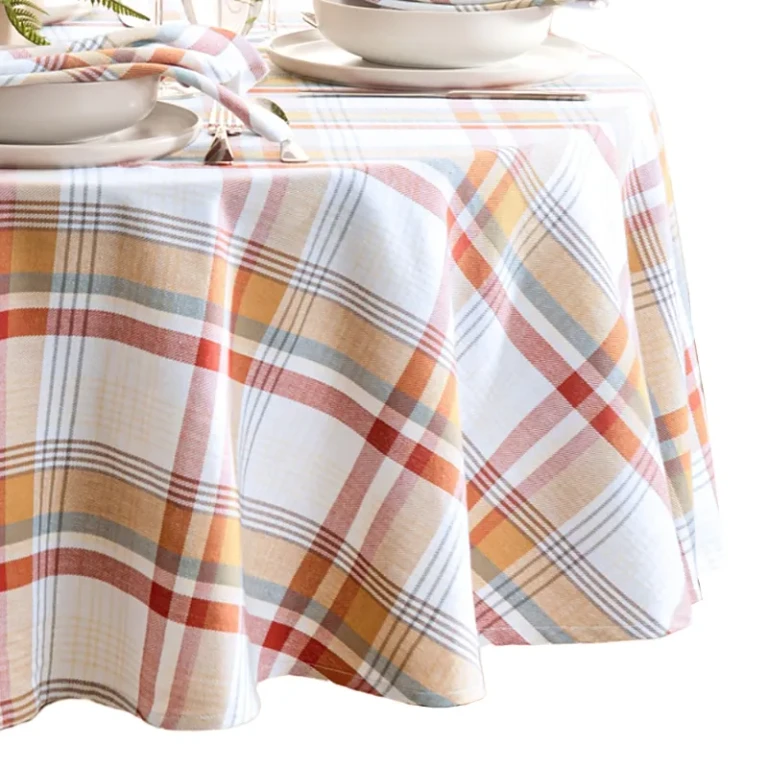 Elrene Home Fashions Seneca Plaid Harvest Cotton Oval Tablecloth