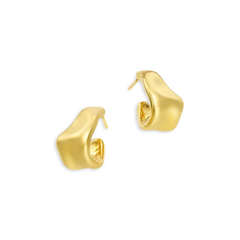 Sculptural Hoop Earrings in 14K Yellow Gold