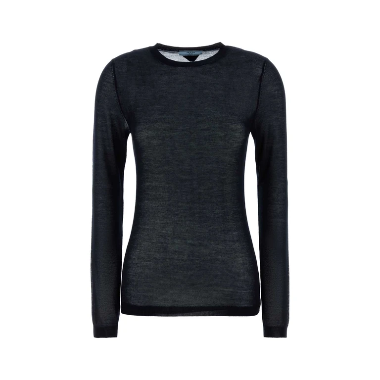 Prada Midnight Blue Cashmere Blend Sweater Bleu Exterior: Silk Maglieria - Women