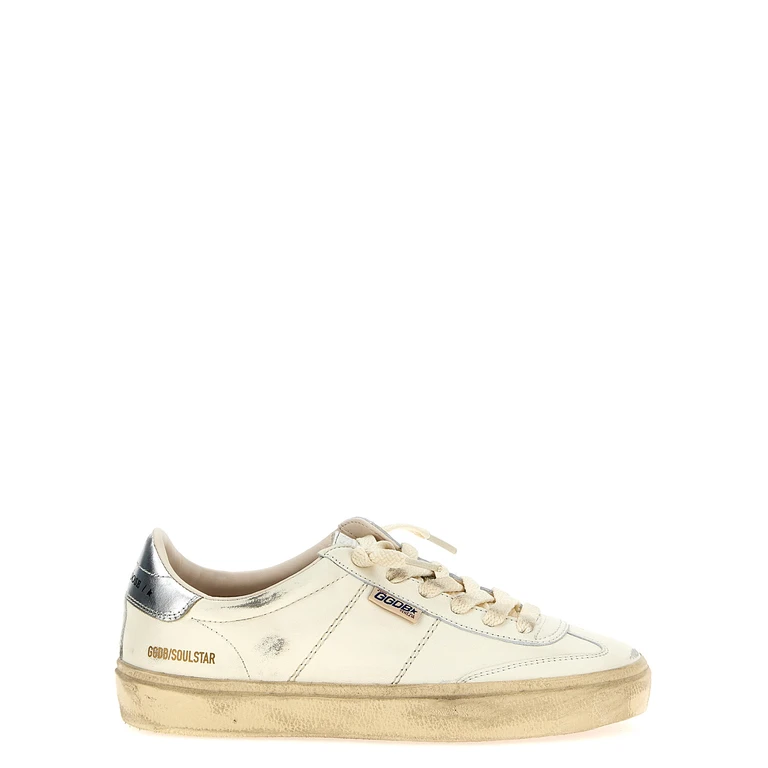 Silver Lamb Leather Low Top Sneakers - Women