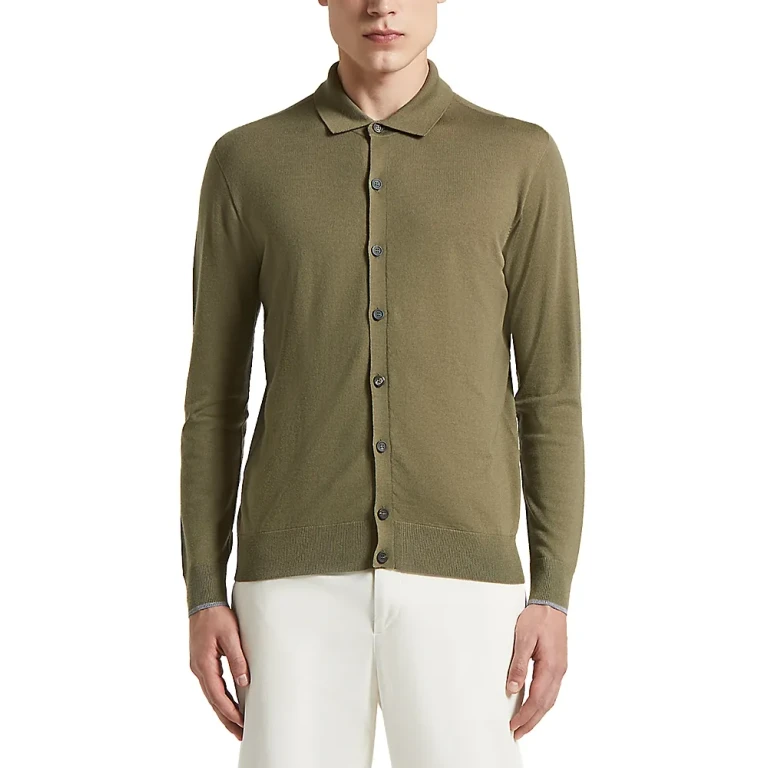 Peserico Collared Button Front Wool Sweater