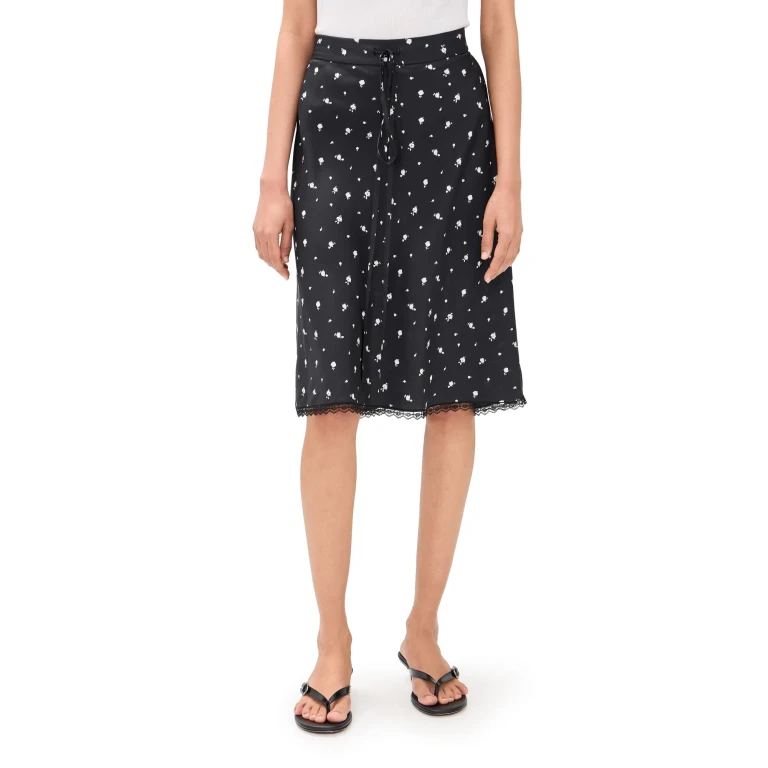 Lee Mathews Roxie Silk Skirt Black 0