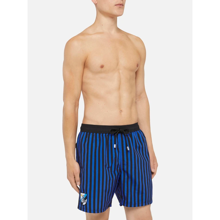 Mc2 Saint Barth Mid-Length Gustavia Swim-Shorts With Inter Heritage Patch Fc Special Edition Blue Navy Swimshort - Men