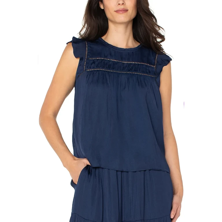 Liverpool Los Angeles Flutter Sleeve Woven Top