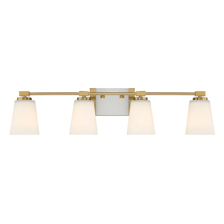 Warm Brass Four Light Bathroom Vanity from the Darby Collection