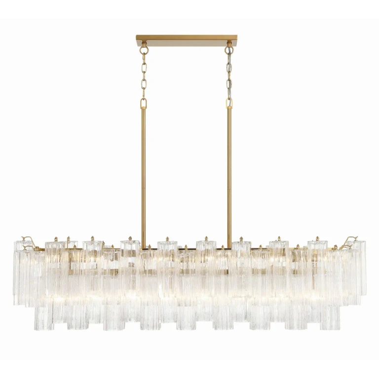 Aged Brass 14 Light Chandelier from the Addis Collection