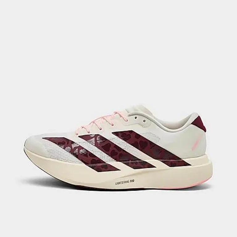 adidas Women's Adizero EVO SL SE Running Shoes in Off White/Shadow Red/Pink Spark Size: 5.5