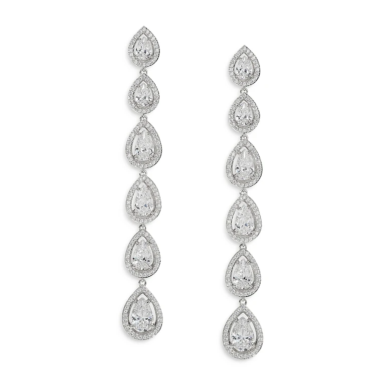 Nadri Radiant Cubic Zirconia Halo Linear Drop Earrings