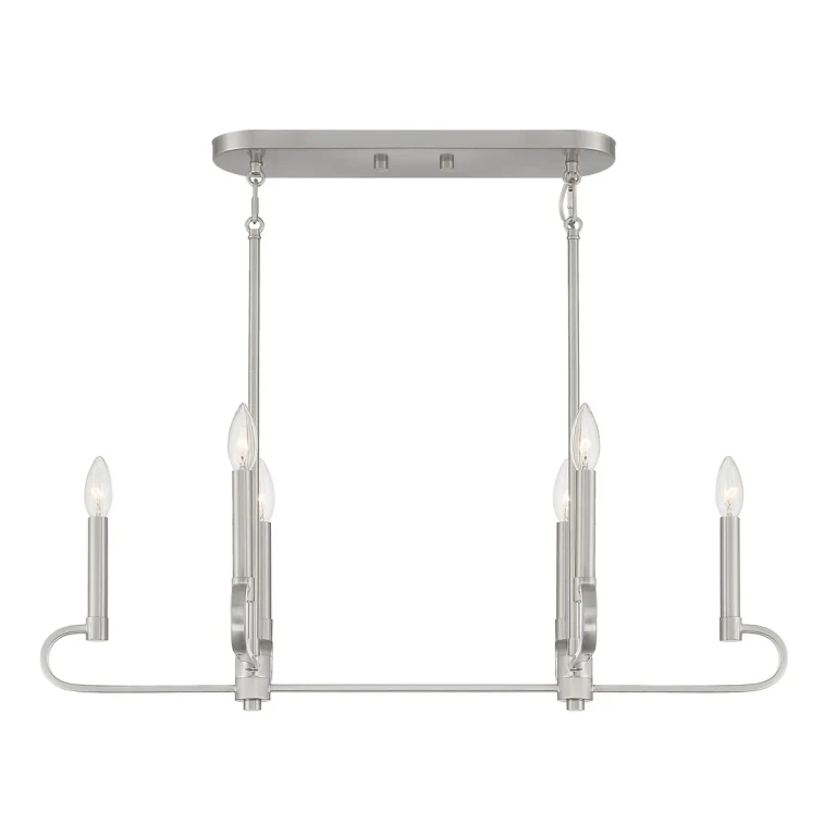 Brushed Nickel Six Light Island Pendant from the Summit Collection