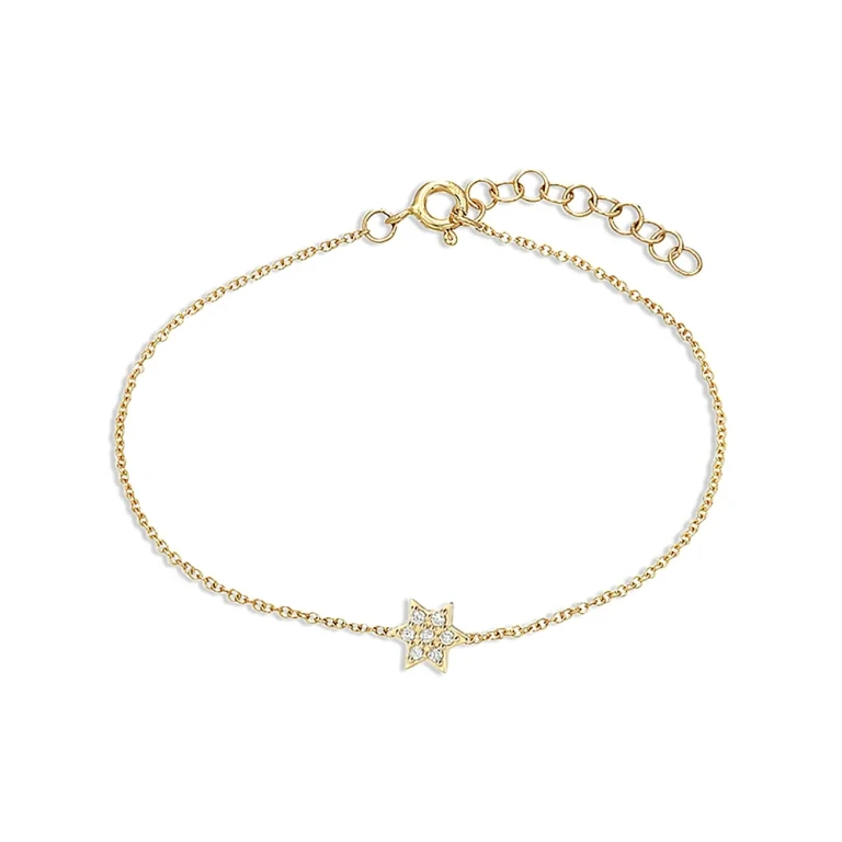 Zoe Lev 14K Yellow Gold Diamond Star of David Link Bracelet