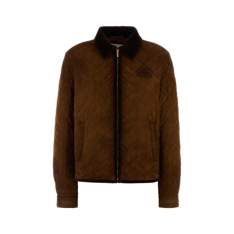 Miu Miu Brown Suede Jacket Brandy Giacche In Pelle - Women