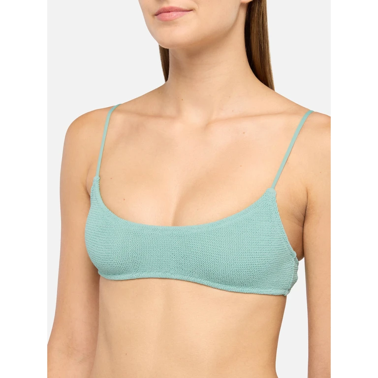 Mc2 Saint Barth Judy Crinkle Lurex Sage Green Bralette Top - Women