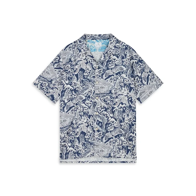 Ps Paul Smith Printed Short Sleeve Camp Shirt