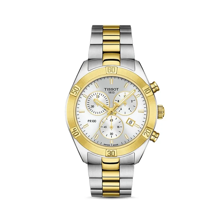 Tissot Pr 100 Sport Chic Two-Tone Link Bracelet Chronograph, 38mm